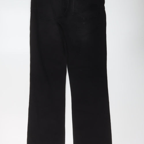 NEXT Womens Black Cotton Bootcut Jeans Size 12 L31 in Regular Button