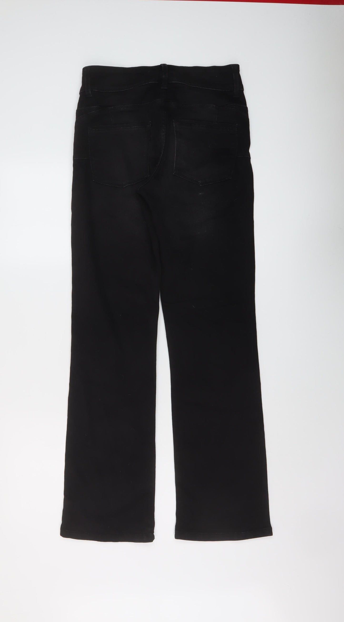 NEXT Womens Black Cotton Bootcut Jeans Size 12 L31 in Regular Button