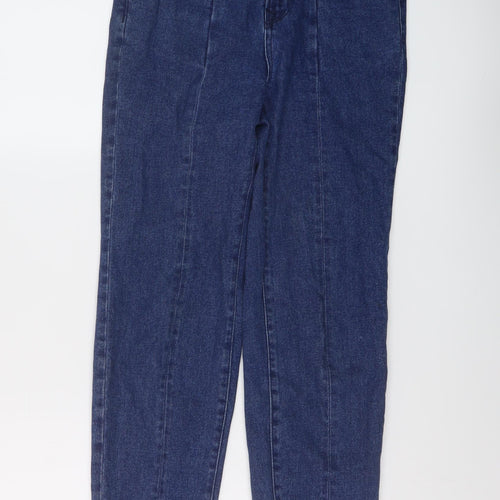 Stradivarius Womens Blue Cotton Mom Jeans Size 10 L28 in Slim Button