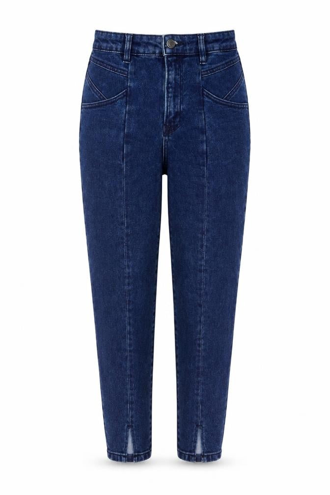 Stradivarius Womens Blue Cotton Mom Jeans Size 10 L28 in Slim Button