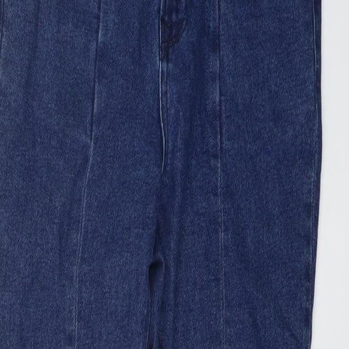 Stradivarius Womens Blue Cotton Mom Jeans Size 10 L28 in Slim Button