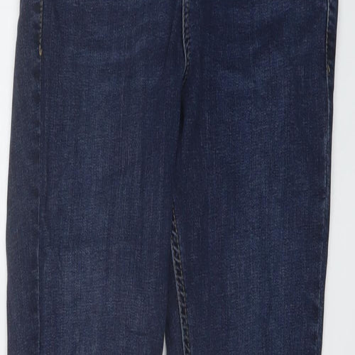 Miss Selfridge Womens Blue Cotton Skinny Jeans Size 10 L28 in Regular Button