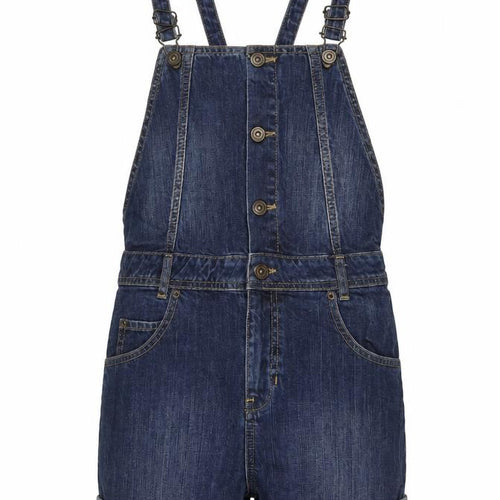 Miss Selfridge Womens Blue Cotton Dungaree One-Piece Size 8 Buckle