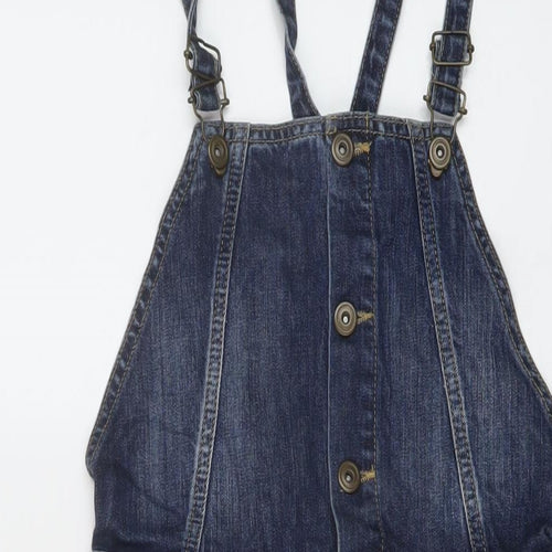 Miss Selfridge Womens Blue Cotton Dungaree One-Piece Size 8 Buckle