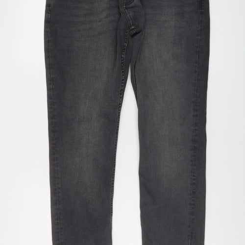 Denim & Co. Mens Grey Cotton Straight Jeans Size 34 in L34 in Slim Button
