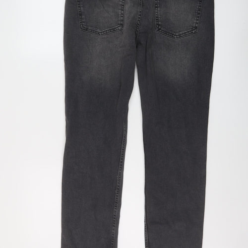 Denim & Co. Mens Grey Cotton Straight Jeans Size 34 in L34 in Slim Button