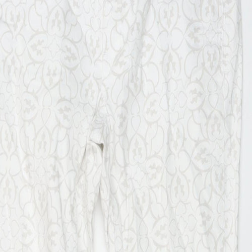White House Black Market Womens White Geometric Cotton Straight Jeans Size 6 L26 in Regular Button