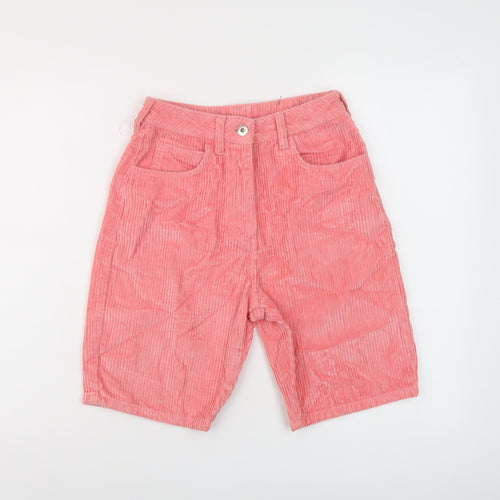 COLLUSION Womens Pink Cotton Bermuda Shorts Size 6 L9 in Regular Button