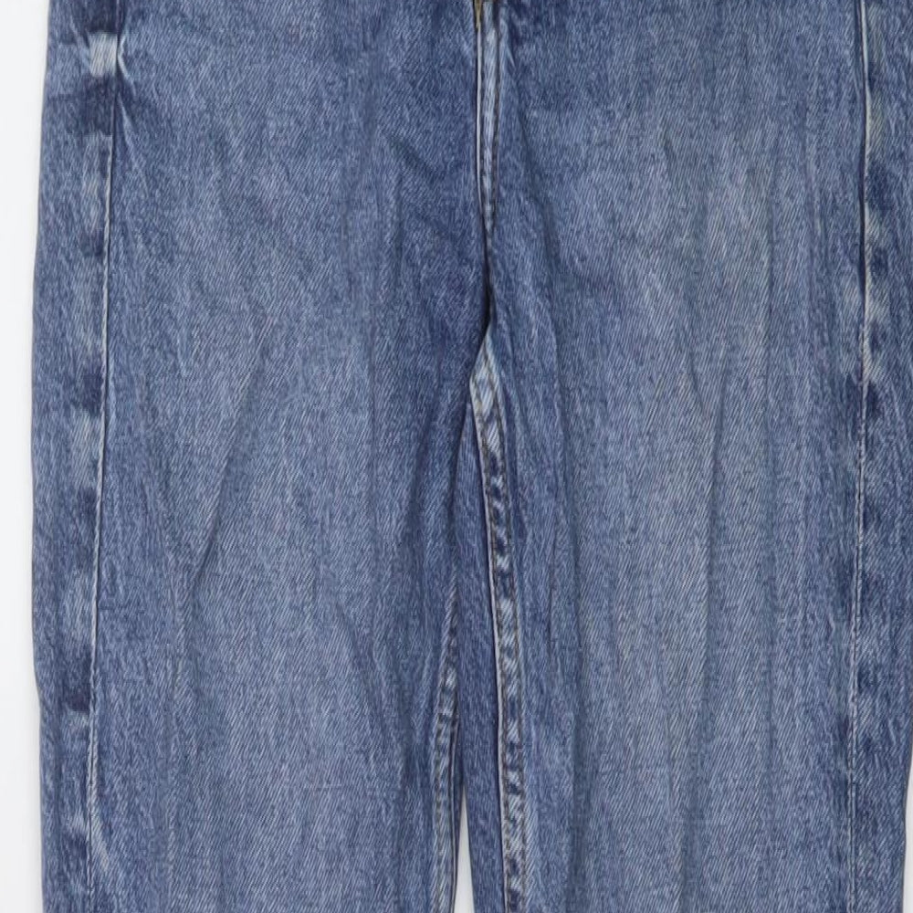 H&M Womens Blue Cotton Straight Jeans Size 4 L27 in Slim Button