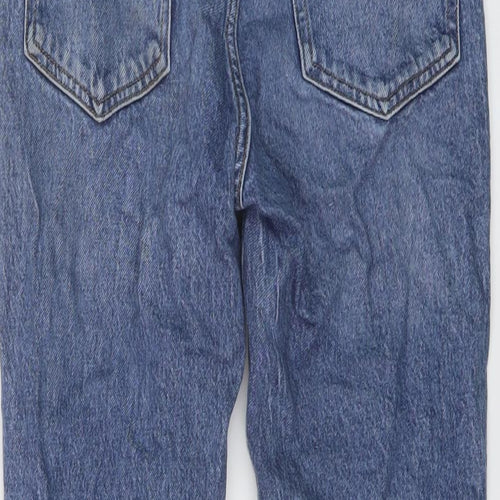 H&M Womens Blue Cotton Straight Jeans Size 4 L27 in Slim Button