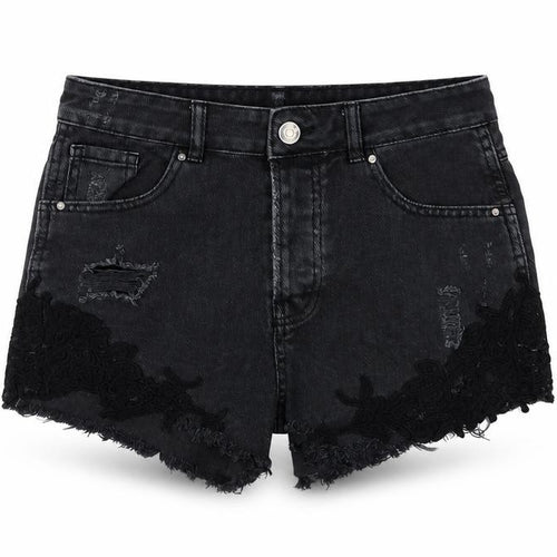 Denim & Co. Womens Grey Cotton Hot Pants Shorts Size 8 L3 in Regular Button