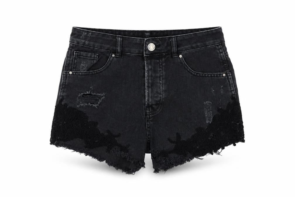 Denim & Co. Womens Grey Cotton Hot Pants Shorts Size 8 L3 in Regular Button