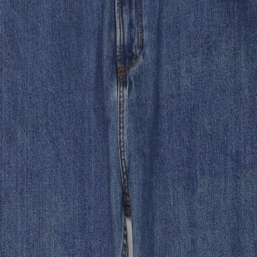 Marks and Spencer Mens Blue Cotton Straight Jeans Size 42 in L29 in Regular Button