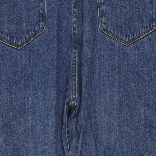Marks and Spencer Mens Blue Cotton Straight Jeans Size 42 in L29 in Regular Button