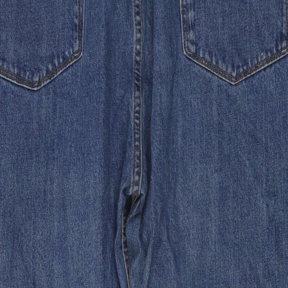 Marks and Spencer Mens Blue Cotton Straight Jeans Size 42 in L29 in Regular Button