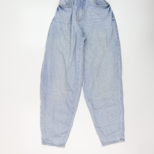 Denim & Co. Girls Blue Cotton Straight Jeans Size 13-14 Years Regular Button