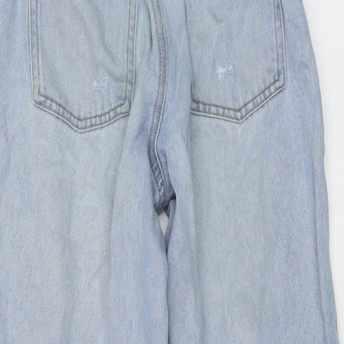 Denim & Co. Girls Blue Cotton Straight Jeans Size 13-14 Years Regular Button