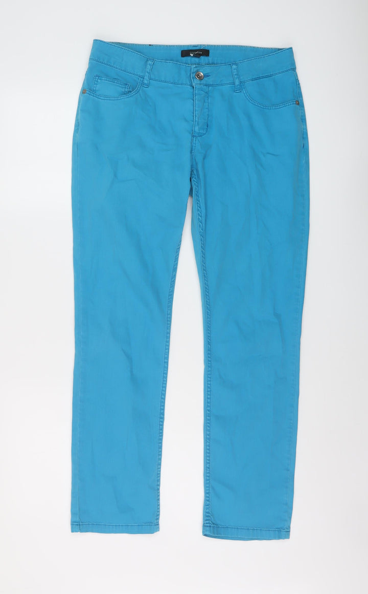 Comma Womens Blue Cotton Straight Jeans Size 10 L28 in Regular Button