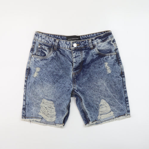 Good For Nothing Mens Blue Cotton Bermuda Shorts Size 30 in L10 in Regular Button