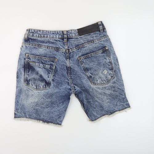Good For Nothing Mens Blue Cotton Bermuda Shorts Size 30 in L10 in Regular Button