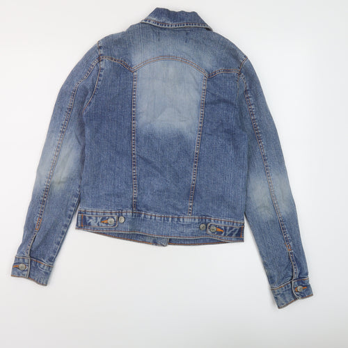 Denim & Co. Womens Blue Jacket Size 12 Button