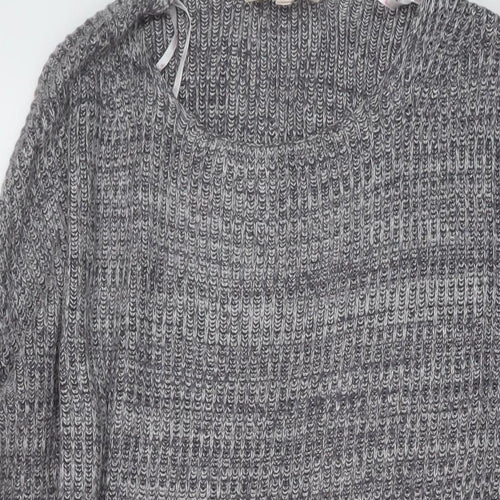 Lifestyle Womens Grey Round Neck Viscose Pullover Jumper Size 14