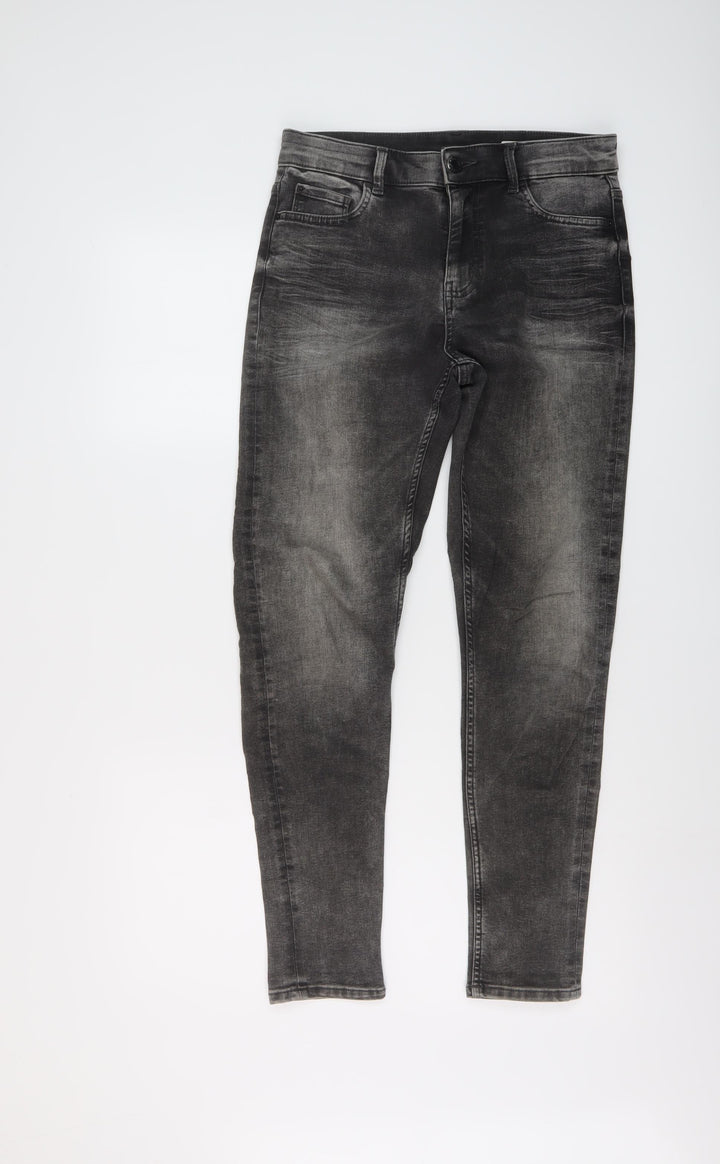 Marks and Spencer Womens Green Cotton Skinny Jeans Size 10 L28 in Regular Button