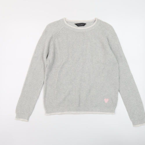 Dorothy Perkins Womens Grey Crew Neck Cotton Pullover Jumper Size 12
