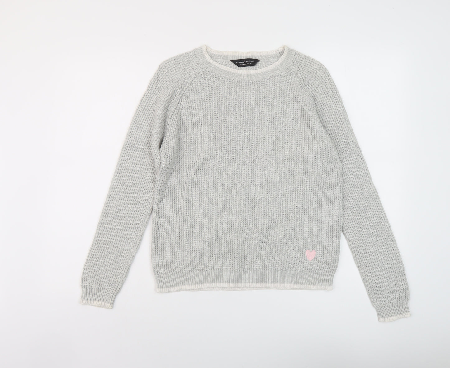 Dorothy Perkins Womens Grey Crew Neck Cotton Pullover Jumper Size 12