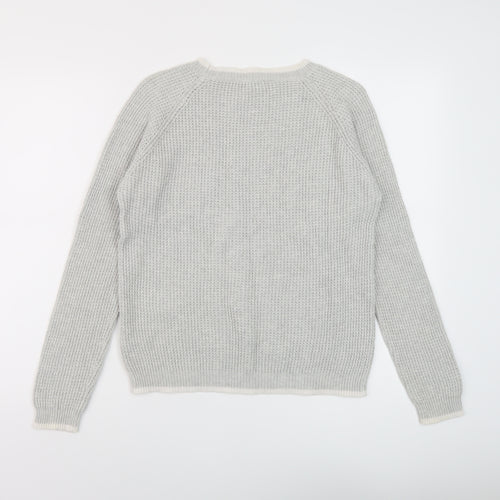 Dorothy Perkins Womens Grey Crew Neck Cotton Pullover Jumper Size 12