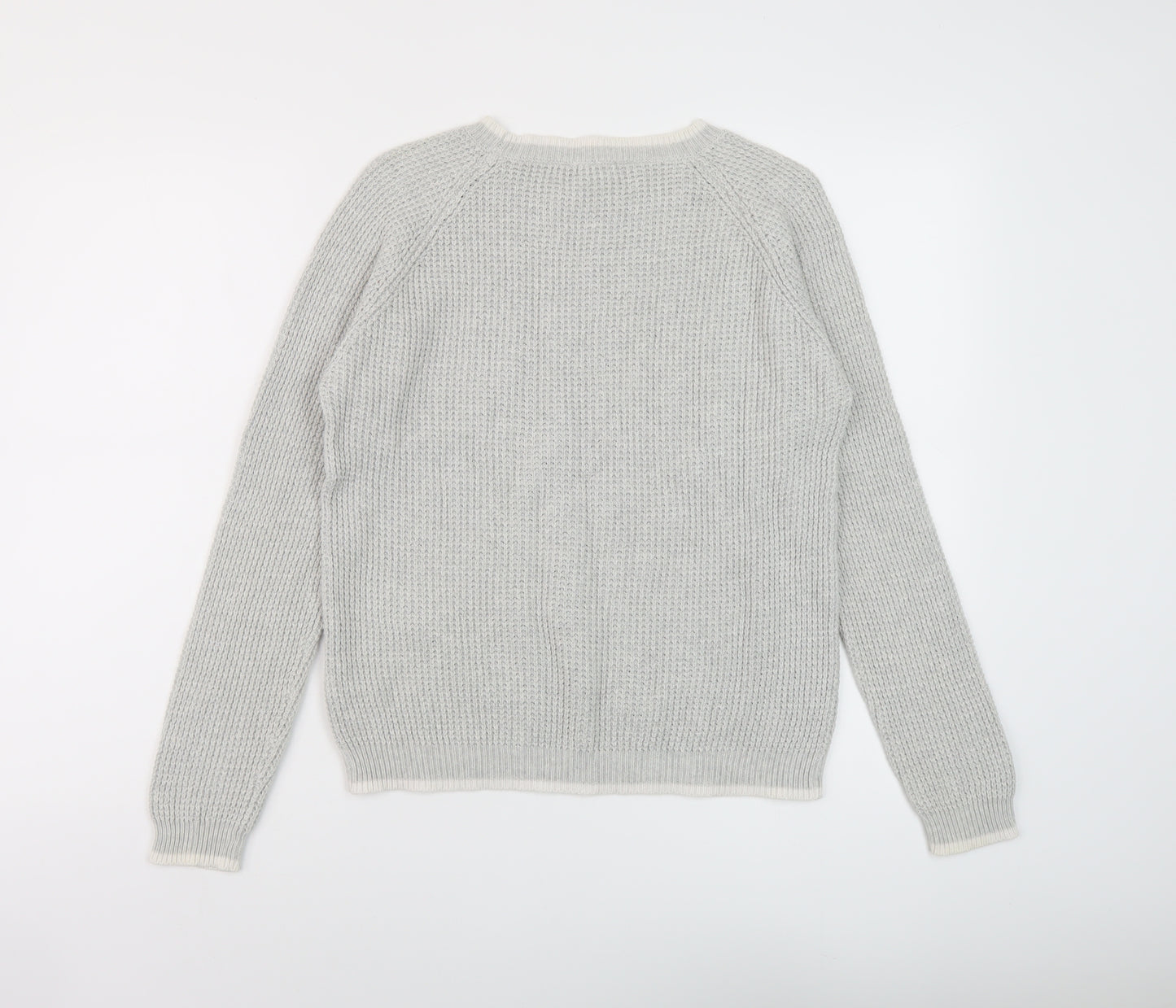Dorothy Perkins Womens Grey Crew Neck Cotton Pullover Jumper Size 12
