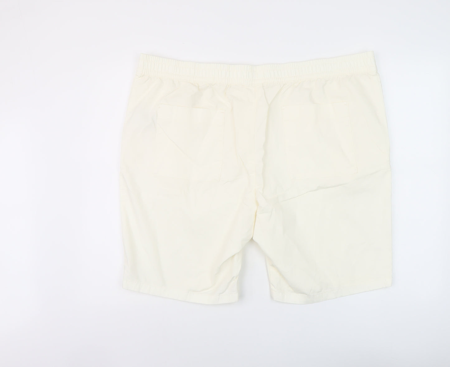 Marks and Spencer Mens Ivory Cotton Chino Shorts Size 2XL L11 in Regular Button