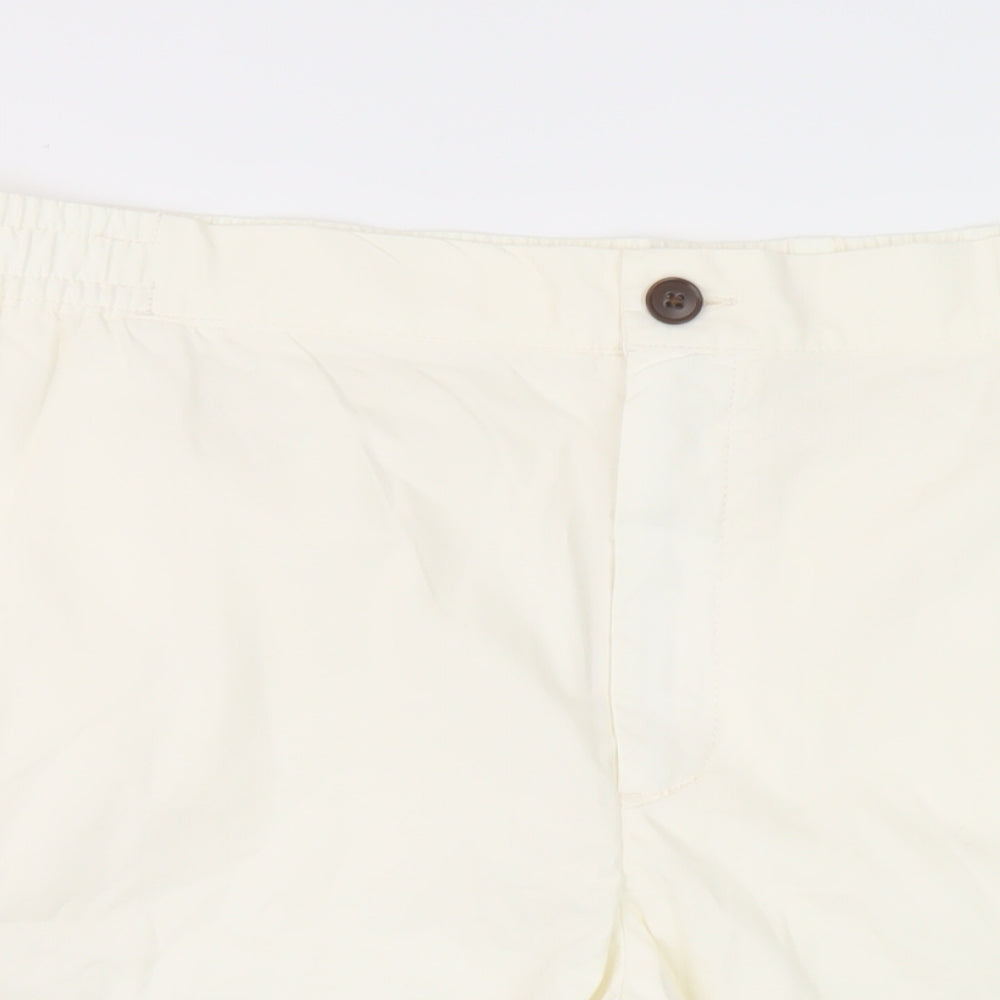 Marks and Spencer Mens Ivory Cotton Chino Shorts Size 2XL L11 in Regular Button