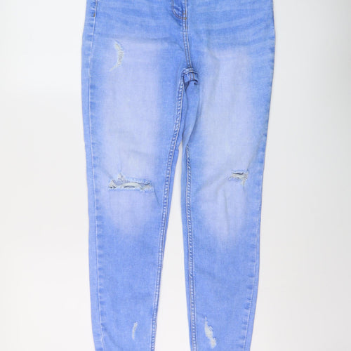 Papaya Womens Blue Cotton Skinny Jeans Size 10 L28 in Regular Button