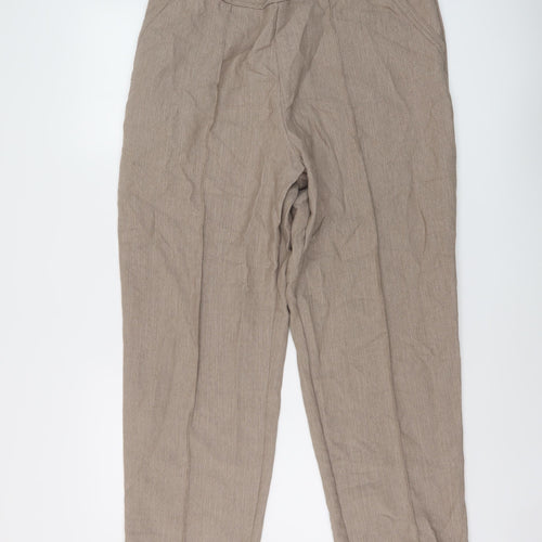 Marks and Spencer Womens Beige Polyester Trousers Size 18 L27 in Regular