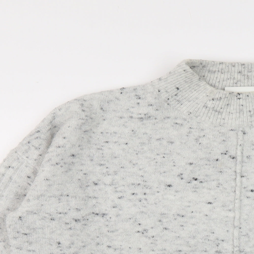 Wallis Womens Grey Mock Neck Acrylic Pullover Jumper Size S