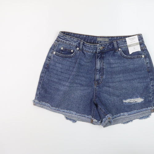 nUT,MEG Womens Blue Cotton Boyfriend Shorts Size 12 L4 in Regular Button