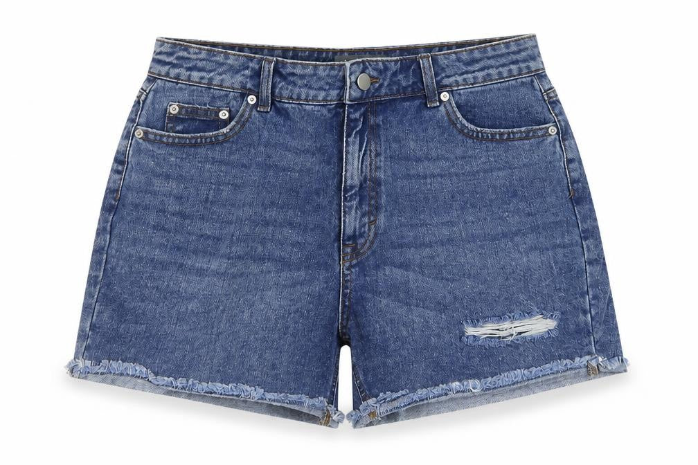 nUT,MEG Womens Blue Cotton Boyfriend Shorts Size 12 L4 in Regular Button