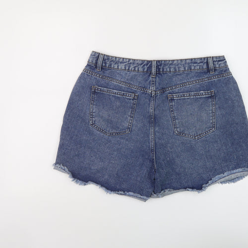nUT,MEG Womens Blue Cotton Boyfriend Shorts Size 12 L4 in Regular Button