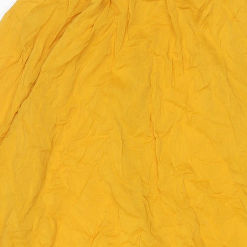 H&M Womens Yellow Cotton Shift Size L Round Neck Button