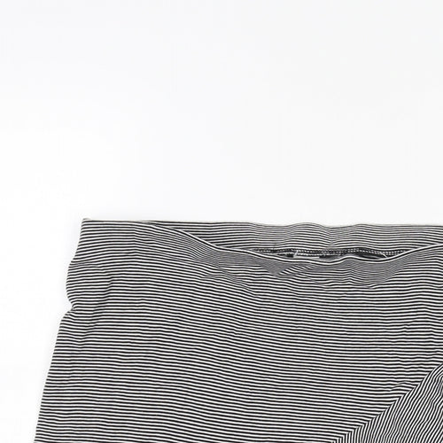 H&M Womens Black Striped Polyester A-Line Skirt Size 32 in - Wrap Style Frill