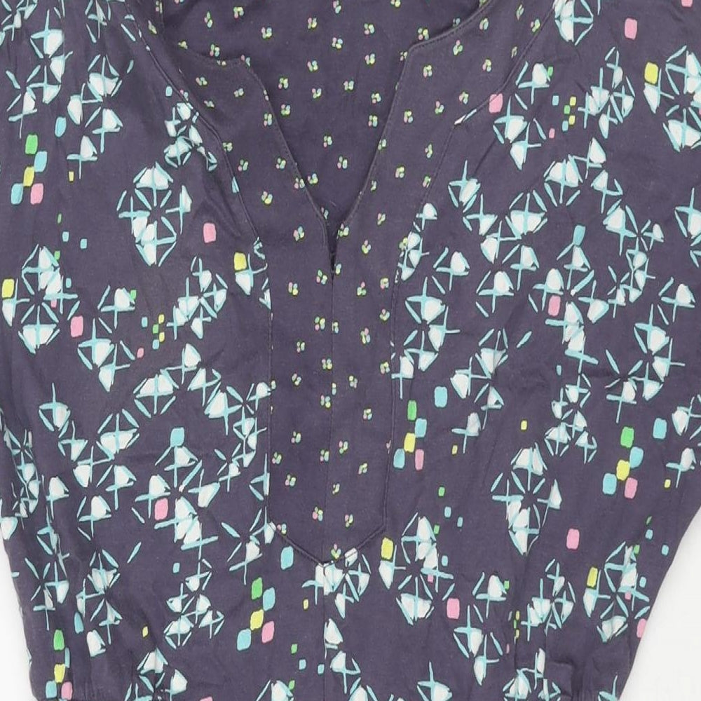 White Stuff Womens Purple Geometric Cotton A-Line Size 8 V-Neck Pullover