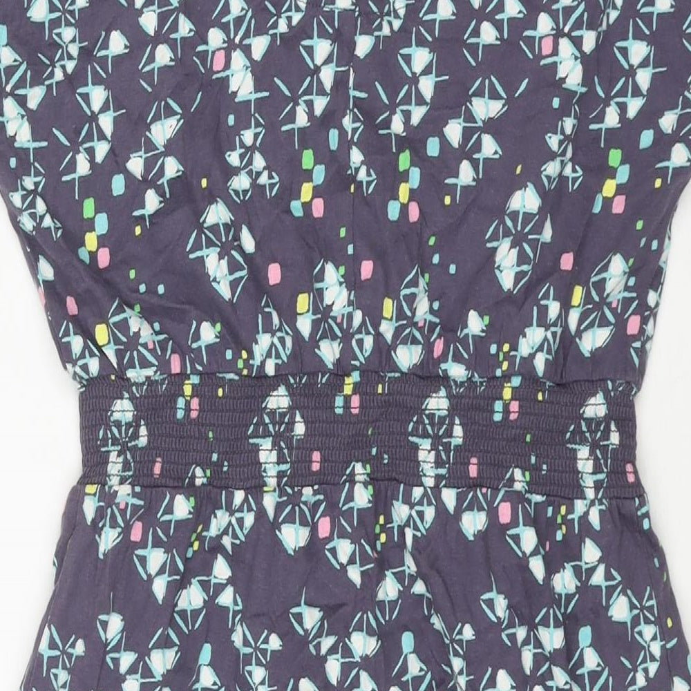 White Stuff Womens Purple Geometric Cotton A-Line Size 8 V-Neck Pullover