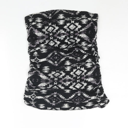 Dorothy Perkins Womens Black Geometric Cotton Basic Blouse Size M Square Neck - Bandeau Rouched