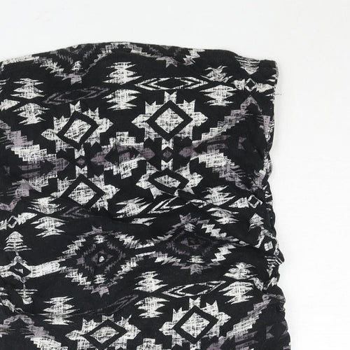 Dorothy Perkins Womens Black Geometric Cotton Basic Blouse Size M Square Neck - Bandeau Rouched