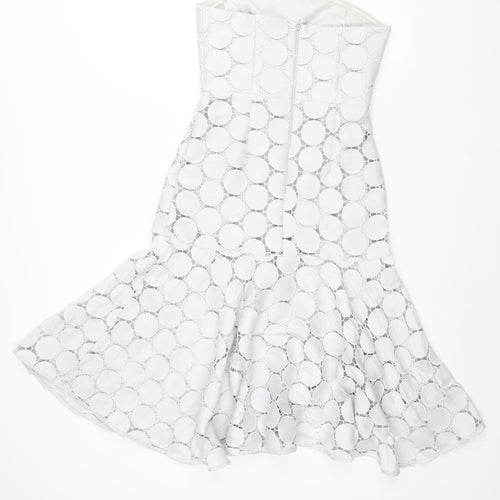 Keepsake Womens Grey Polyester Fit & Flare Size S Square Neck Zip - Spotted