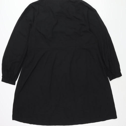 New Look Womens Black Polyester Shift Size 22 Round Neck Tie - Frill Cut Out