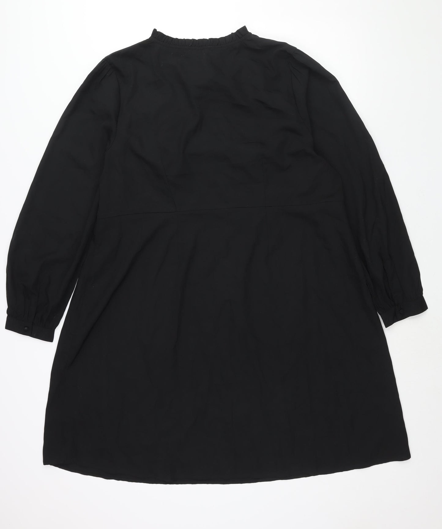 New Look Womens Black Polyester Shift Size 22 Round Neck Tie - Frill Cut Out