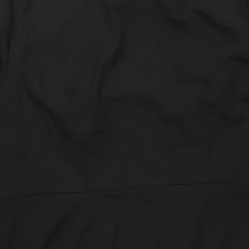 New Look Womens Black Polyester Shift Size 22 Round Neck Tie - Frill Cut Out
