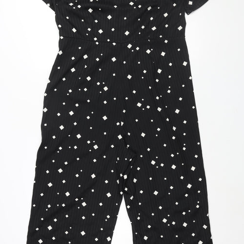 Pieces Womens Black Geometric Polyester Jumpsuit One-Piece Size XL L25 in Zip - Button